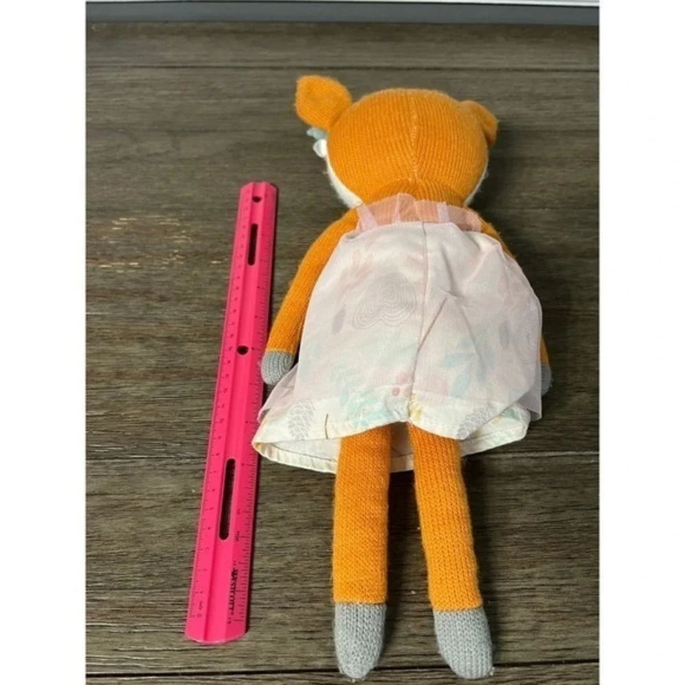 The Peanut Shell Knit Woodland Whimsy Fawn Plush Deer Orange Pink Tutu Toy